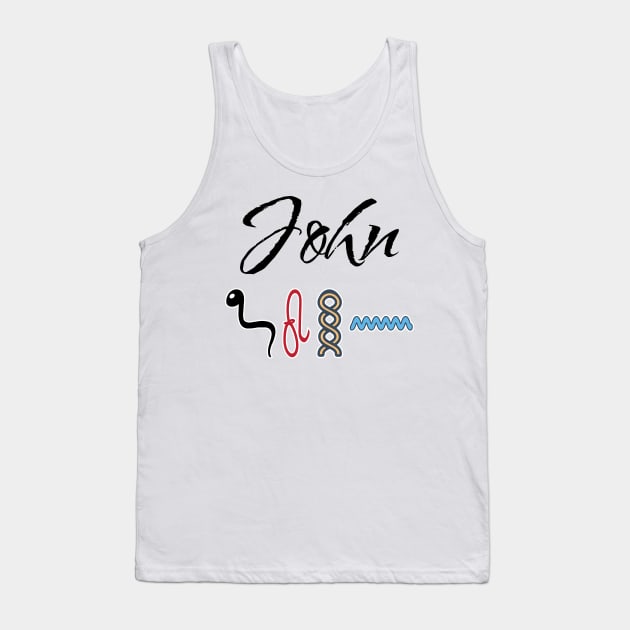 JOHN-American names in hieroglyphic letters-JOHN, name in a Pharaonic Khartouch-Hieroglyphic pharaonic names Tank Top by egygraphics